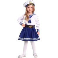 Костюм Д Морячка (рубашка,юбка,ремень,бесккозырка) р.32(128) арт.2048 к-18-32-128
