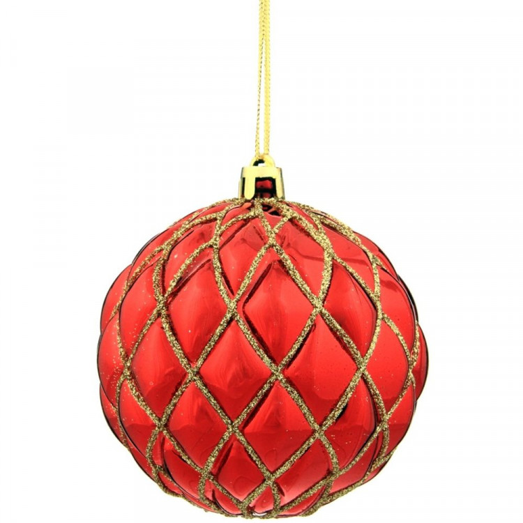 Шар пластик 08см "Золота сетка" цв.красный арт.744600