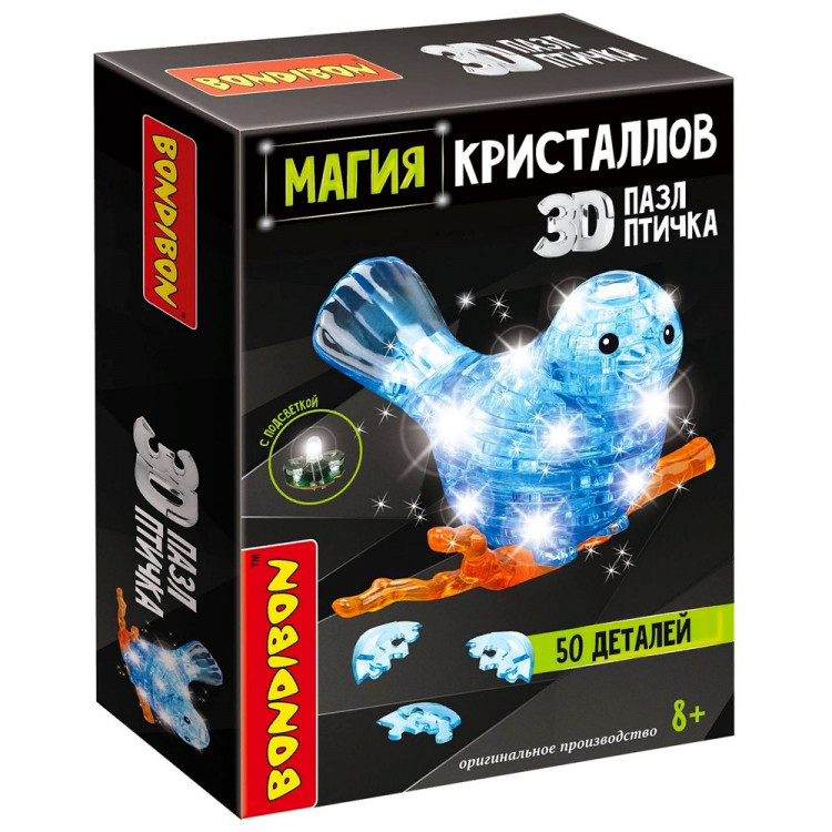 Пазл 50 элементов 3D Магия кристаллов Птичка (Bondibon) арт.ВВ5235