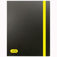 Папка на 2-х кольцах А4 30мм D-25мм пластик 0,65мм черно-желтая, карман+резинка deVENTE Monochrome арт.3081004