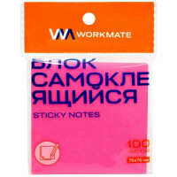 Блок самоклеющийся 76*76 100л неон пурпурный (Workmate) арт.14-8343 (Ст.12)