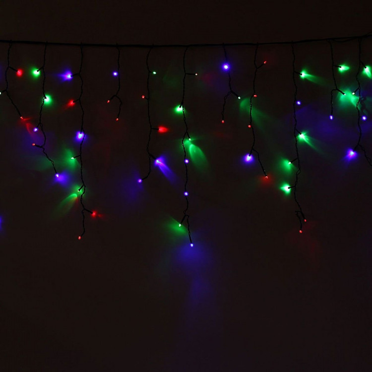 Гирлянда электрическая для дома занавес Бахрома 2,5*0,3/0,6м 48LED цвет красно-желтый (светлый провод) 4реж.арт. 196-090