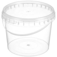 Ведро пищевое 0,8л с крышкой, с бел. ручкой круглое D=130мм цвет прозрачный