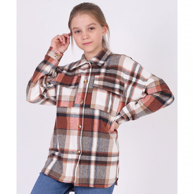 Рубашка для девочки (MULTIBREND) арт.384741 размер 34/134-42/158 цвет светло-коричневый