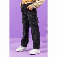 Джинсы для девочки артикул DMB 4984 размерный ряд 34/134-44/164 цвет темно-серый