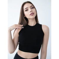 Топ для девочки подростковый арт.Emotion Day Crop размер 46 цвет черный 95% хлопок 5% эластан