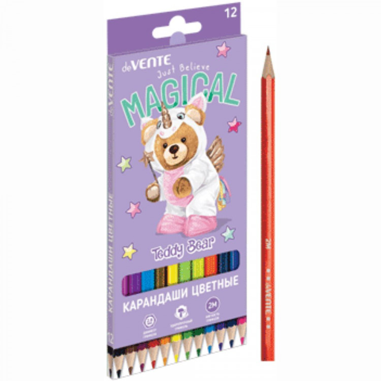 Карандаши цветные (deVENTE) Teddy Bear 12 цветов 2М 2,8 мм шестигранные арт.5022414