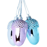 Фигурка на ёлку пластик 06см "Жёлудь" 03шт/наб. цв.розовый/голубой арт.87010