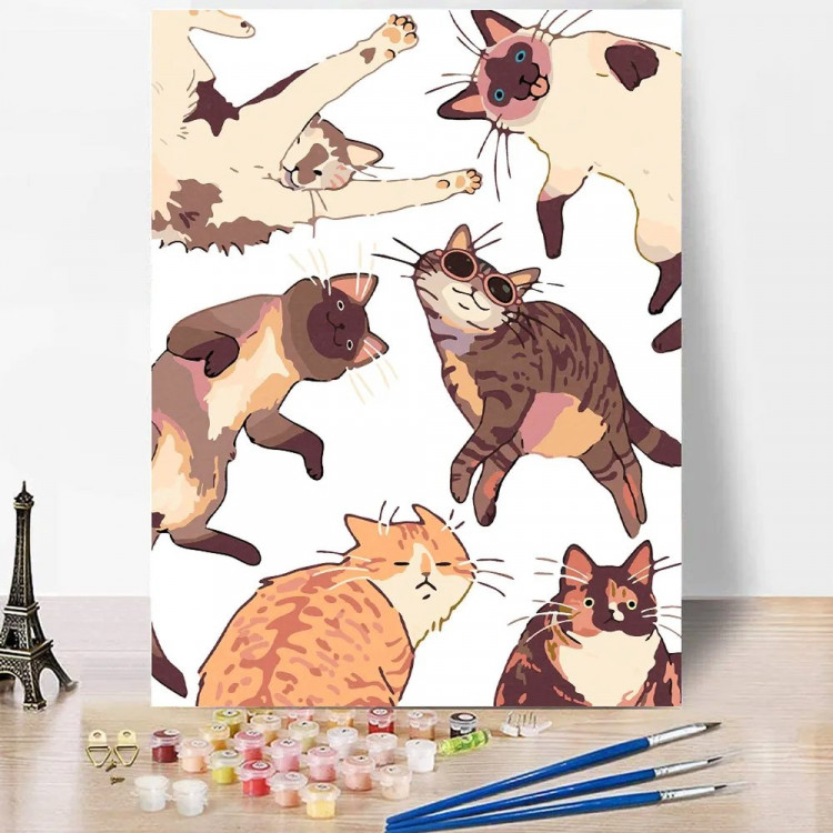 Картина по номерам 30x40см (RedPanda) Животные Валяются коты арт.p55323