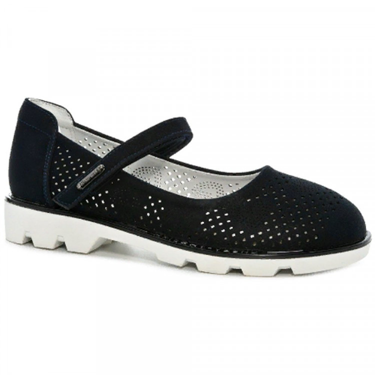 Туфли для девочки (TOM.MIKI) темно-синие верх-искусственная замша подкладка-натуральная кожа размерный ряд 32-36 арт.B-10185-K