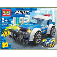 Конструктор пластиковый Полицейская машина  2в1 98 деталей (Город мастеров) арт.30082-JS