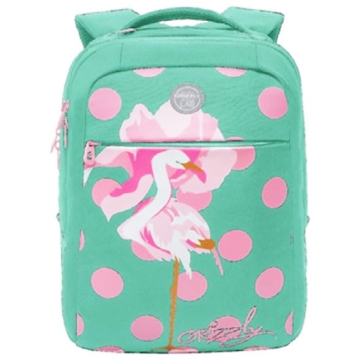 Рюкзак для девочки (GRIZZLY) арт RD-144-4/2 мятный 28х40х16 см
