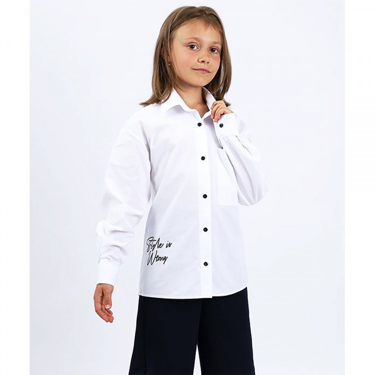 Блузка для девочки (Cegisa) длинный рукав цвет белый арт.79513 размерный ряд 30/122-36/140