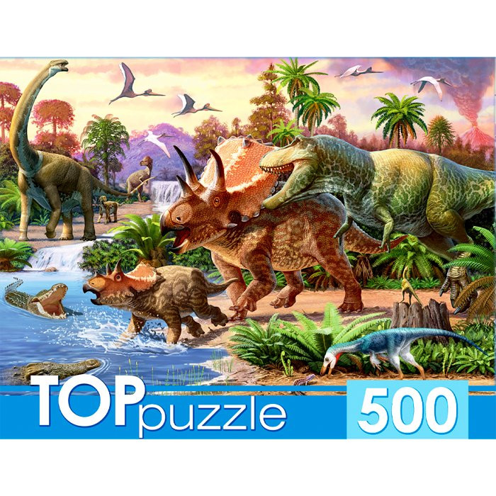 Пазл 500 элементов TOPpuzzle Мир динозавров (РК) арт ХТП500-4130