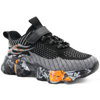 Кроссовки для мальчика (Мышонок) цвет черный верх- текстиль подкладка-текстиль размерный ряд 32-37 артикул jwg-H44-3B