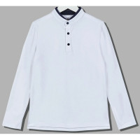 Рубашка трикотажная для мальчика (Делорас) длинный рукав цвет белый с синим арт.71630Z размер 34/134-46/170