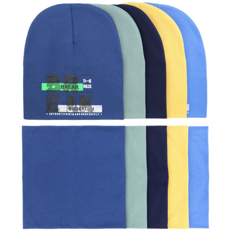 яяяКомплект демисезонный для мальчика (Полярик) арт.FT-49-3  размер 50-52 (шапка+снуд) цвет в ассортименте