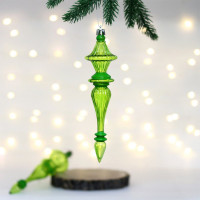 Украшение декор.подвеска пластик "Сосулька. Изящные переливы" 19см 02шт/наб. цв.зеленый арт.107-6121