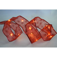 Гирлянда электрическая для дома лента 2*0,06м "Снежинки" цвет ленты красный цвет теплый белый (на батарейках) арт.185-0262