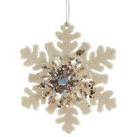 Украшение декор.подвеска "Снежинка" 10,5см цв.бежевый арт.779700