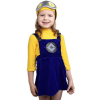 ЛИКВИДАЦИЯКостюм для девочки Миньон (шапка,сарафан,водолазка) р.26/104 ткань