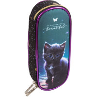 Пенал 1 отделение овальный (deVente) Beautiful Cat 210x80x50мм арт.7023507