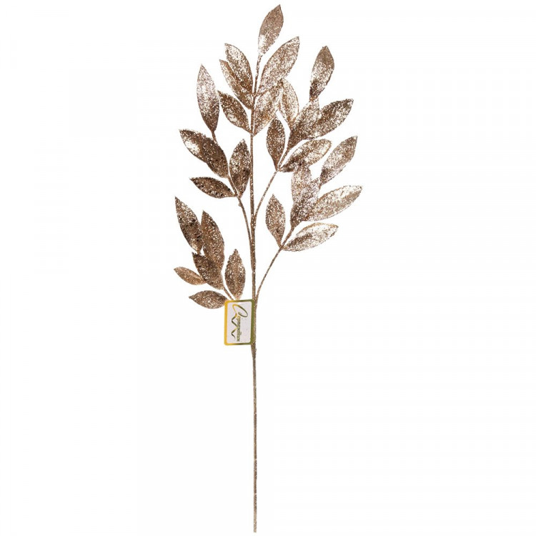 Украшение декоративное "Ветка. Листья пластик" 74см цв.шампань арт.201-2857