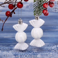 Фигурка на ёлку пластик "Конфетки.Очарование" 08см 02шт/наб. цв. белый арт.916-0417