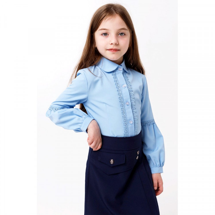 Блузка для девочки (MULTIBREND) длинный рукав цвет голубой арт.1114A-39 размерный ряд 30/122-38/146