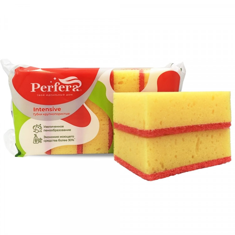 Губка для посуды 5 штук в упаковке 97*64*35  ТМ Perfera INTENSIVE крупнопористая (Ст.)