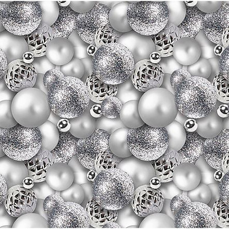 Бумага упаковочная 50*70см "Волшебные шары" цв.серебро арт.214-513