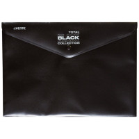 Папка-конверт на кнопке deVENTE TOTAL BLACK A4 (240*335мм) 180 мкм, непрозрачная черная с дизайном , индивидуальная маркировка