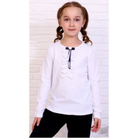 Джемпер для девочки трикотажный (Ликру) длинный рукав цвет белый арт.0225 ЛИРА размерный ряд 32/128-36-140