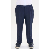 Брюки для мальчика (Praleska) Сударь зауженный силуэт размерный ряд 34/128-46/164 цвет синий 3 полнота ткань 600128