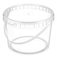 Ведро пищевое 2,0л с крышкой, с бел. ручкой круглое D=170мм цвет прозрачный