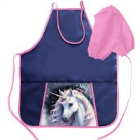 Фартук для детского творчества (ОНИКС) арт ФН-31-1 тонкий с карманами, с нарукавниками Звёздный единорог 535*445 мм