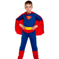 Костюм для мальчика Супер Человек лайт (рубашка,брюки,пояс,плащ) р.24/92-34/134 арт.01-5055