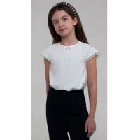 Джемпер трикотажный для девочки (Malini) короткий рукав цвет молочный арт.BL200TK размерный ряд 32/128-40/152