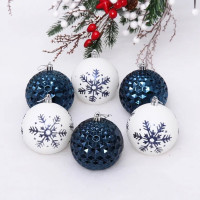 Набор шаров 08см 06шт/наб. "Снежное сияние" цв.сапфир/белый арт.201-2065