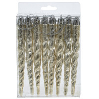 Украшение декор.подвеска пластик "Сосулька витая" 15см 08шт/наб. цв.серебро арт.807902