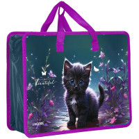 Сумка пластик А4 (deVENTE) на молнии ручка-тесьма Beautiful Cat 3D с расширением арт.8057553