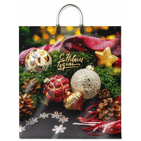 Пакет ПВД с пластиковыми ручками 40*44+10см 100мкм НГ Красное золото