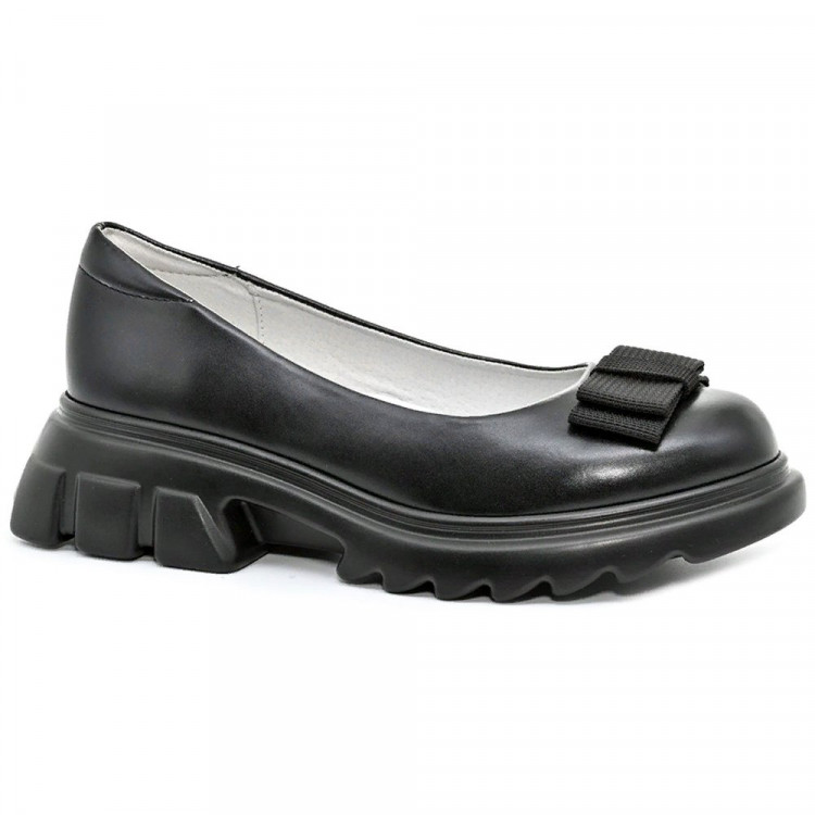 Туфли для девочки (Qwest) черные верх-искусственная кожа подкладка-натуральная кожа размерный ряд 33-38 арт.222T-G6-3227