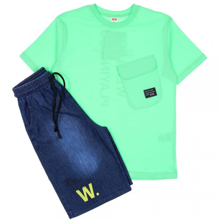 Комплект для мальчика арт.DMB 7450/7451 размер 28/104-32/128 (футболка+шорты) цвет зеленый