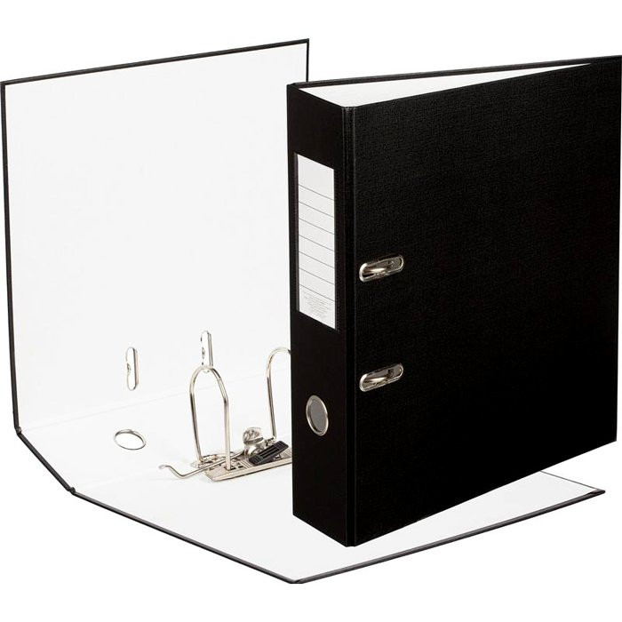 Папка-регистратор 80мм б/в с 1 стор.обтяжкой, б/в, без мет.угол., черн. арт.1026490