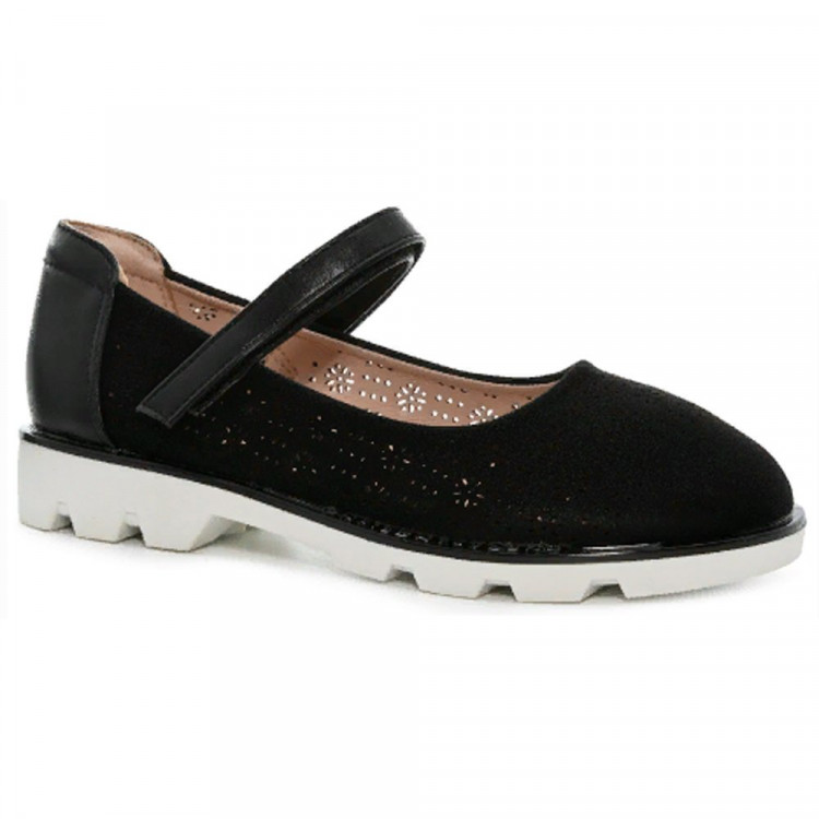 Туфли для девочки (TOM.MIKI) черные верх-искусственная замша подкладка-натуральная кожа размерный ряд 32-36 арт.B-10189-A