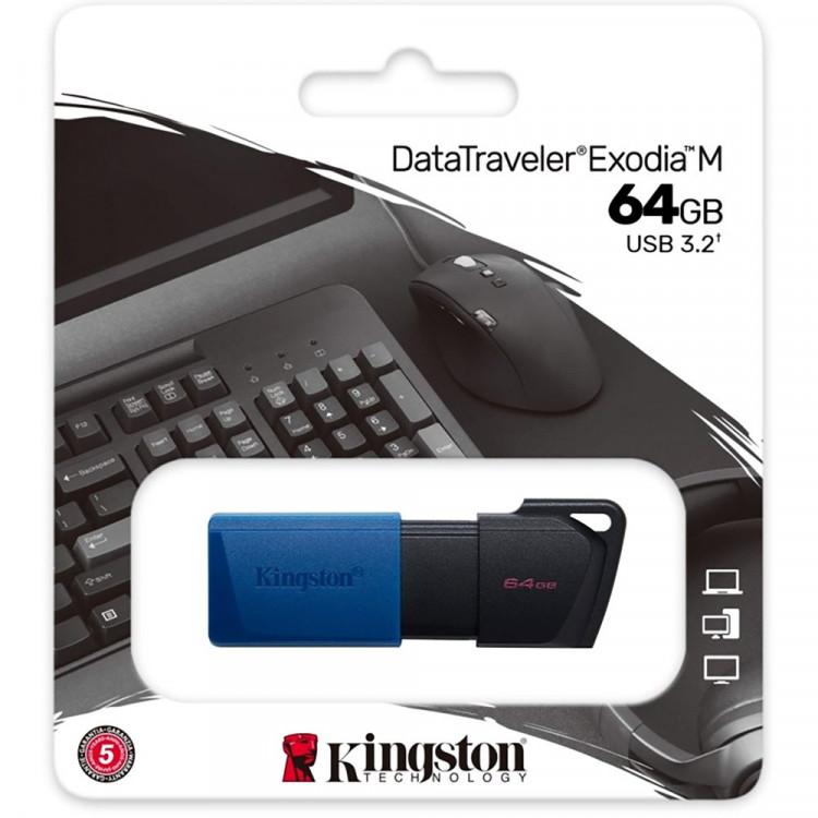 Флеш диск 64GB USB 3.2 Kingston  DataTraveler Exodia черный