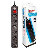 Сетевой фильтр BURO 500SH-5-B, 3м, 5 розеток черный