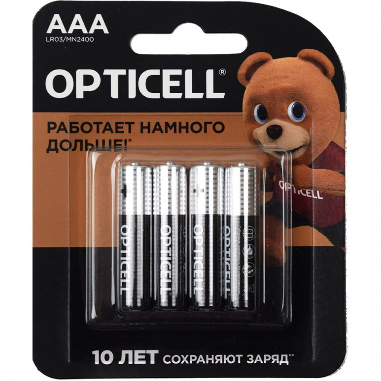 Батарейки Duracell (OPTICELL) LR03 (ААА) алкалиновые BL4 (цена за упаковку) (Ст.4/48)