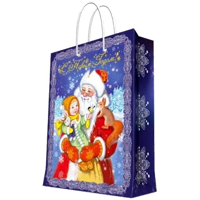 Пакет подарочный  17,8*22,9см бумажный  "Дедушка Мороз с девочкой" арт.38526